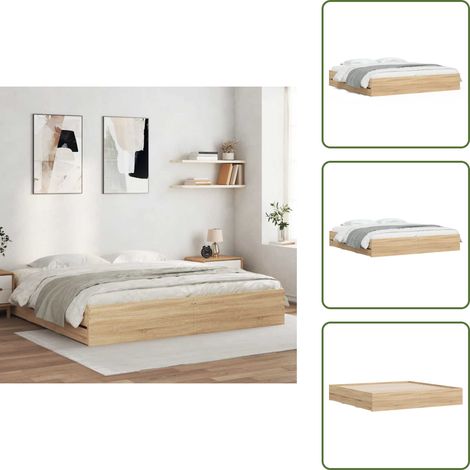 Cadre de lit avec tiroirs sans matelas chêne sonoma 160x200 cm - Cadre De Lit - Lit Double - Tiroir Lit - Lit Design - Meuble Chambre (1/5)