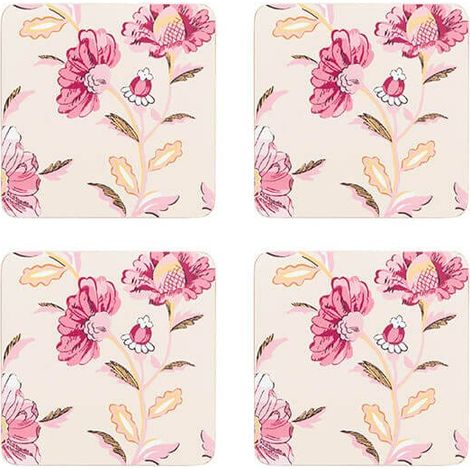 Cath Kidston Friendship Gardens Cream Set of 4 Cork Backed Coasters (1/4)