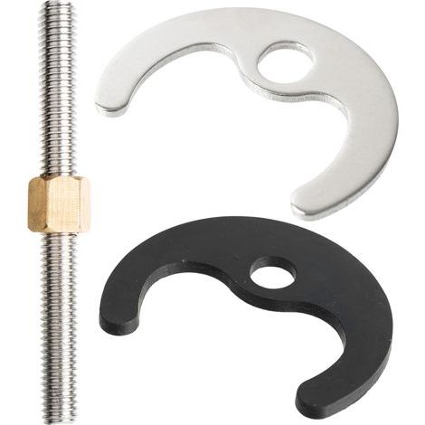 Kit de fixation pour robinetterie avec tige filetée M8 x 130 mm – 1 kit en métal, plaque de fer à cheval à trou unique avec rondelle en caoutchouc, pour robinet (1/4)