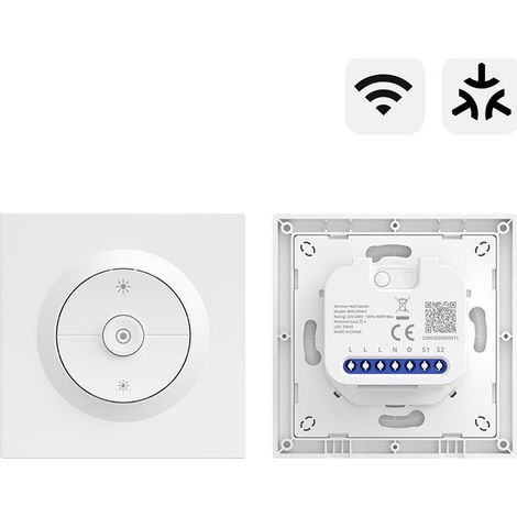 Interrupteur variateur intelligent WiFi 2.4GHz – Compatible Matter, HomeKit, Alexa – Atténuation adaptative pour lampes LED/halogènes – Protection contre surcharge – Sonoff