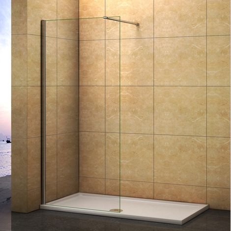 120X200cm Walk in Duschkabine Duschwand Duschabtrennung 8mm NaNO Glas Seitenwand mit Stabilisator (1/5)