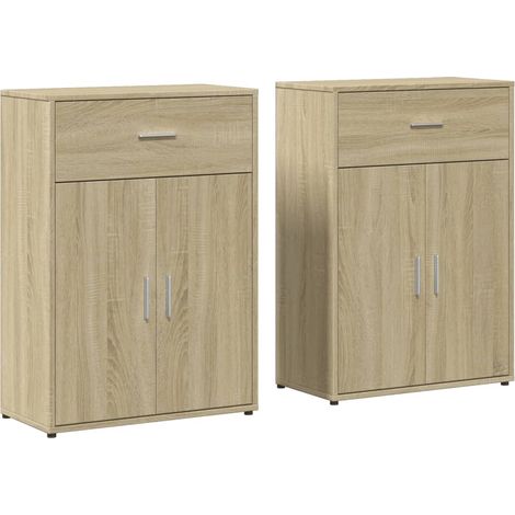 Aparador-cómoda-mueble-organizador-cocina-salón-comedor-juego de 2-sonoma-60x30x84cm-madera de ingeniería-marrón-020036813
