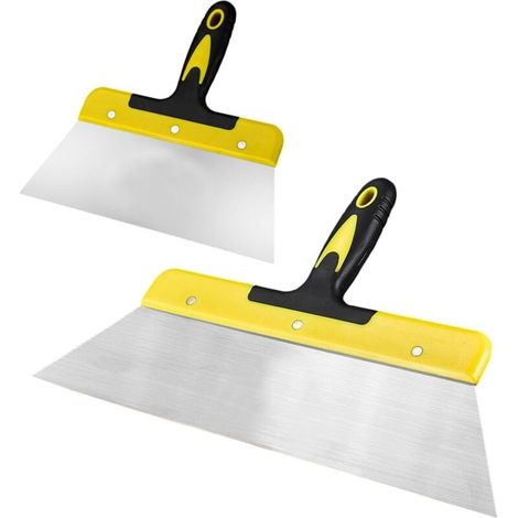 Kit de racloirs muraux professionnels en acier inoxydable – racloir large 40 cm et 25 cm pour enduit, lissage de plaques de plâtre et préparation de surface, lame flexible pour un lissage précis du pl (1/4)