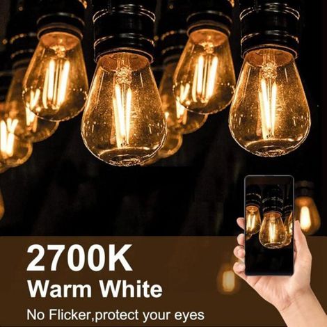 Ampoules LED Edison S14 E27 2W Vintage Filament, Amber, 2700K, Non Dimmable, 6 Pièces, 360° Angle de Faisceau (1/4)
