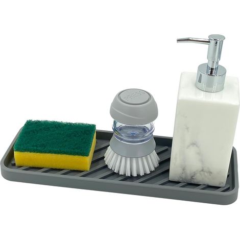 1 Tapis D'égouttage, Silicone, 30x11cm, Bord Surélevé, Nervures, Cuisine Et Salle De Bain (1/5)