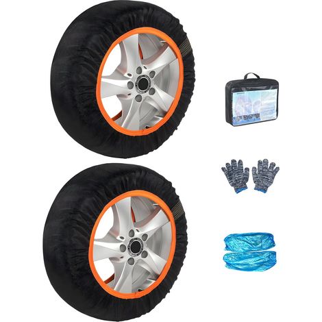 Lot de 2 paires de chaussettes à neige universelles antidérapantes pour pneus de voiture, SUV et camions (1/5)
