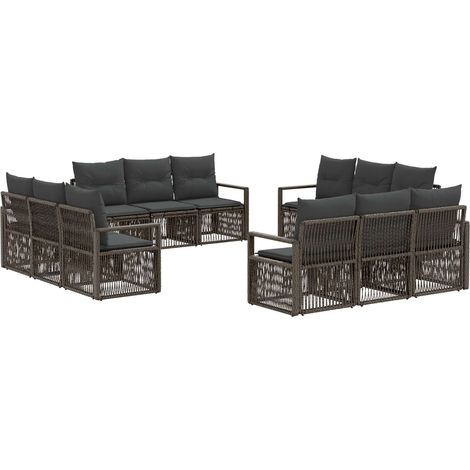 Gartensofa-set 12 pcs Grau Poly-Rattan vidaXL