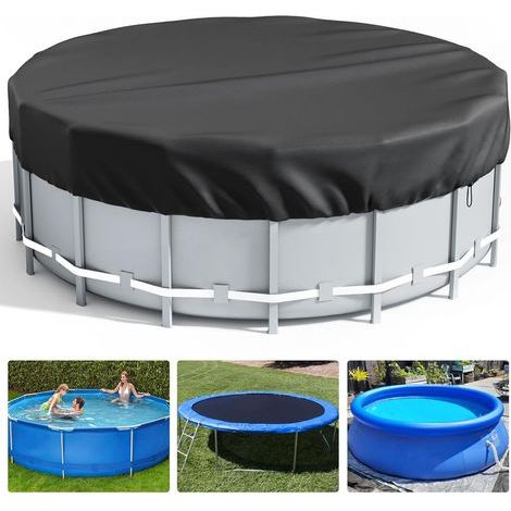 Bâche 4 Saisons pour Piscine Hors Sol, Bâche Protection pour Piscine, Couverture de Extérieur Ronde Spa Baignoire idéale pour Garder Votre Piscine Propre (3 M, Noir) (1/5)