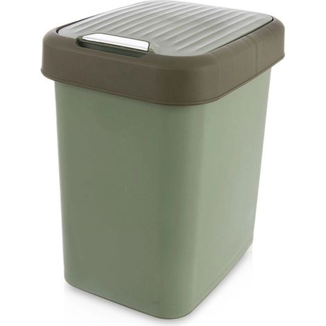 12L Green Plastic Waste Bin with Tilt Lid (1/5)