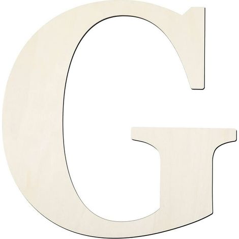 Lettre G en bois brut 30 cm, décoration murale en bois naturel pour peinture, bricolage et maison, lettre décorative artisanale non finie, idéale pour projets créatifs et décoration intérieure (1/5)