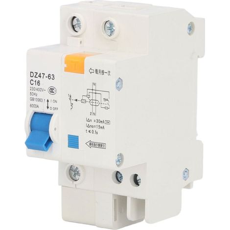 Miniatur-Leistungsschalter 1P+N 16A, Fehlerstromschutzschalter, 230V/400V (1/5)