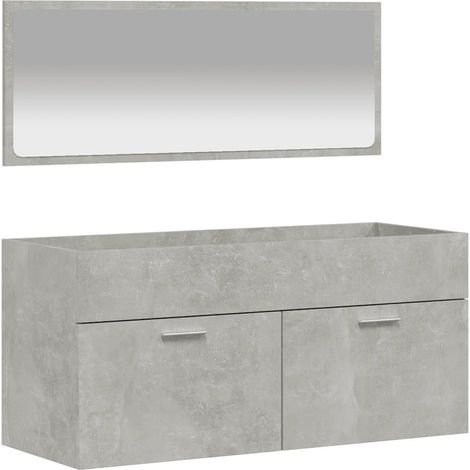 Armoire de bain murale avec miroir grand espace de rangement 100 x 38,5 x 46 cm en bois d'ingénierie gris béton (1/5)