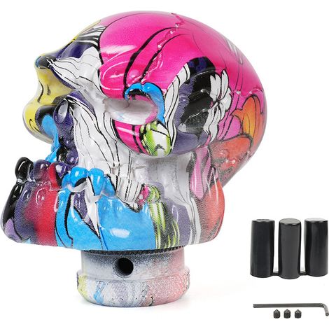 Autotuningteile, Schaltknauf mit Totenkopfmotiv aus Kunstharz, personalisierter Schalthebel, Schaltkugel – pink (1/4)