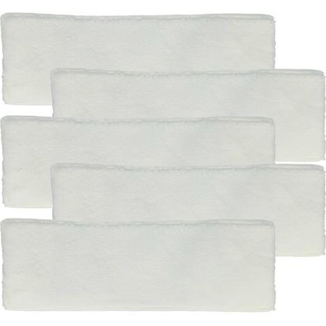 vhbw 5x Housses de rechange compatible avec Kärcher SC 1122, SC 1125 Plus, SC 1202, SC 1202 B nettoyeur à vapeur, balai vapeur - microfibre, blanc