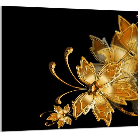 GLASPLATTE FÜR KÜCHE 65x60 Gold