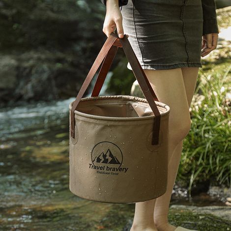 Seau à eau pliable de 10 L - Conteneur portable et pliable pour le camping, le lavage de voiture, les animaux de compagnie et le jardin, en tissu Oxford résistant.-AquaForge (1/5)