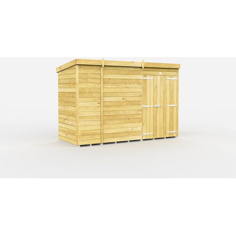 9 x 4 Feet Pent Shed - Double Door Without Windows - Wood - L118 x W276 x H201 cm