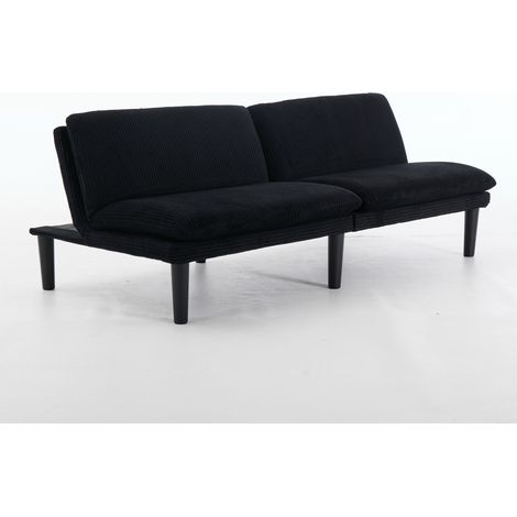 Sofá de 2 plazas negro con respaldo reclinable en 3 posiciones y patas redondas (1/5)