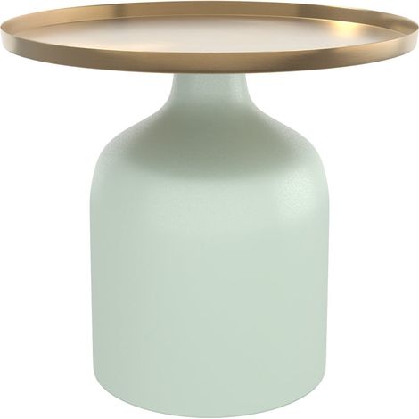Table d'appoint ronde en métal vert d'eau et laiton D44,5 cm - LYNE