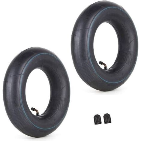 Lot de 2 chambres à air 4.00/3.50-6 350/400-6 3.50-6 4.00-6 4.10-6 avec valve coudée TR87 pour diables, tondeuses à gazon, remorques de jardin et brouettes.