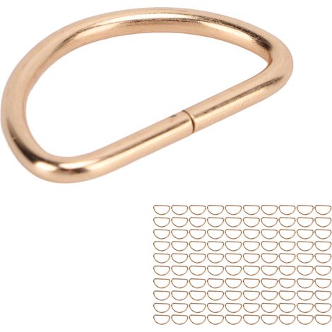Lot de 100 anneaux en D métalliques pour collier de chien, sangles de poitrine et accessoires pour valises pour animaux de compagnie (dorés) (1/5)