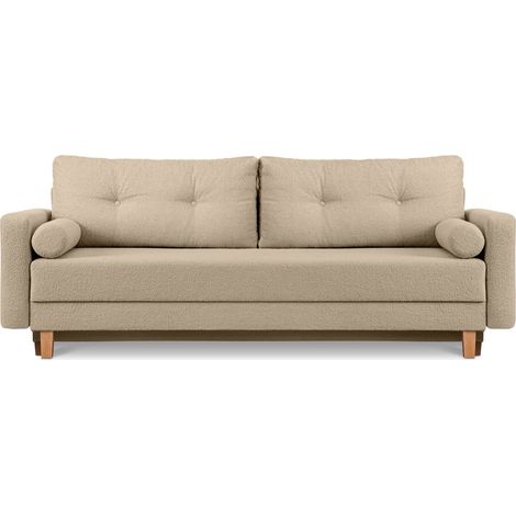 KONSIMO ERISO Schlafsofa 3-Personen mit ausziehbare Liegfläche 196x150 cm, Beige (1/5)
