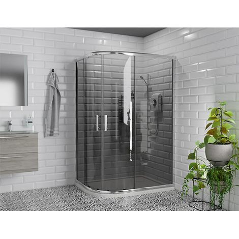 Wholesale Domestic Series 9 Chrome 1200mm x 900mm Tinted Glass 1 Door Offset Quadrant Shower Enclosure (1/5)