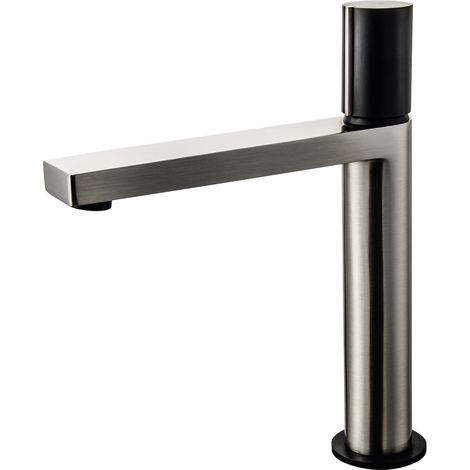 Essebagno Mezclador alto de lavabo Exil en acero inoxidable y negro