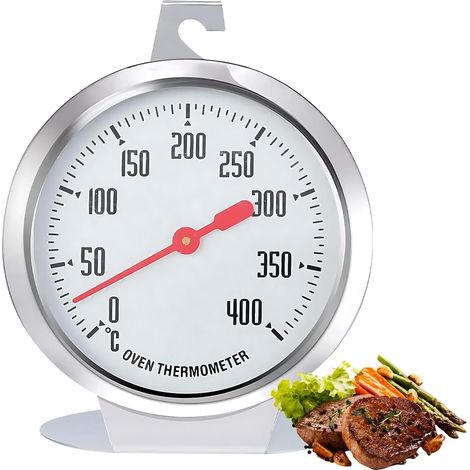 Thermometre Cuisine Thermomètre pour Four, Acier Inoxydable 400° pour Suspendre ou Poser Dans le Four, Analogique 0-400°C,Pour Fours a Gaz, Électrique, Chaleur Tournante (1/5)