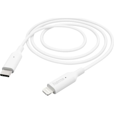 Hama USB-Ladekabel USB 2.0 Apple Lightning Stecker, USB-C® Stecker 1.00 m Weiß 00201598 (1/3)