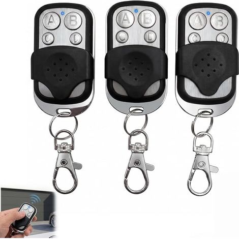 3 Pièces Télécommande Universelle Portail 433.92 MHz, Télécommande Portail Garage sans Fil à 4 Boutons, Duplicateur Code Fixe Rolling Code Bip Portail Automatique Porte Porte de Garage et Voiture (1/5)