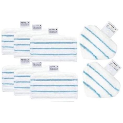 Lot de 8ps : Kit des Lingettes Microfibres Rectangulaires et Triangulaires pour les Balais Vapeur Black+Decker FSM1630 Deluxe (1/4)