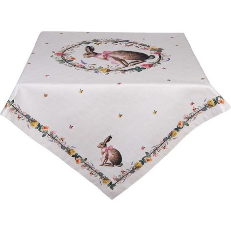 Nappe de Table Carrée en Coton Beige 100x100 cm pour Décoration et Protection de Table - PANGIVO (1/5)
