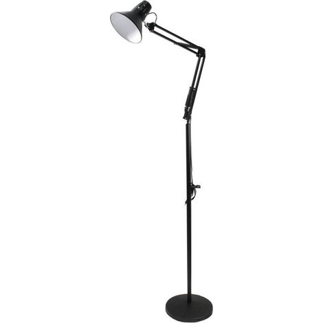Lampadaire Lampe De Sol Bras Réglable Lampe De Lecture En Métal E27 D15 Noir (1/4)
