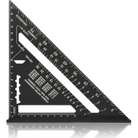 Équerre de menuisier multifonctions - MICH - Aluminium - Angle 45° et 90° - 7 pouces - Noire mate (1/4)