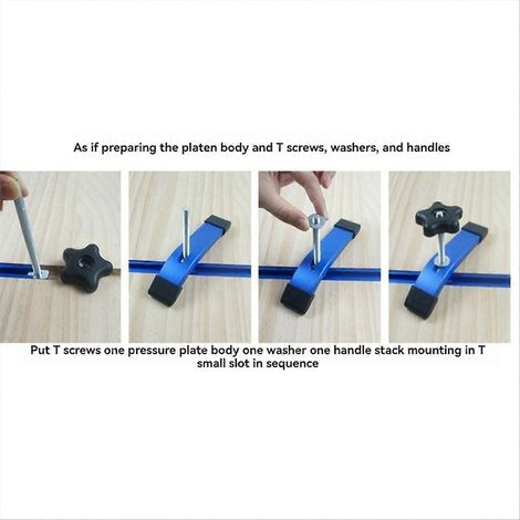 Lot de 4 serre-joints de maintien de rail avec boulons et glissière, pour le travail du bois (1/5)
