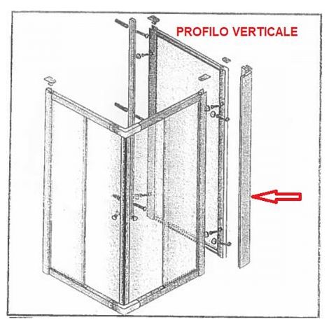 R PROFILO VERTICALE X PARETE FISSA CRIST.TRAS/SER.MM.6CM.74/80LUSSO
