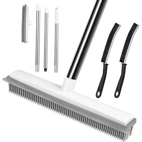 Brosse à Récurer avec Raclette, 2 en 1 Brosse de Sol pour Tapis, Brosse Sol avec Poignée Réglable, Brosse de Nettoyage pour Cuisine, Salle de Bain, Terrasse, Patio, Mur (1/5)