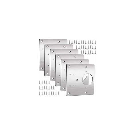 Plaques de Réparation de Charnière Armoire, 6 Pièces Plaque Fixe en Acier Inoxydable Kit de Réparation de Charnière Porte Placard Avec Trou et vis de Fixation, pour Armoires, Penderies, ÉtagèresCrezu