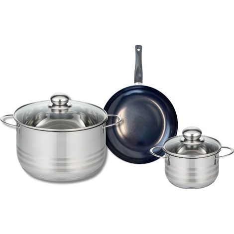 Ensemble de 1 Poêle de cuisson 20 cm et 2 faitouts 14 et 24 cm Elo Prima Brillant (1/5)