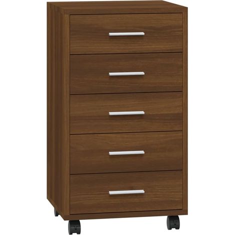 Commode Salon,Buffet,Armoire à tiroirs avec roulettes Chêne marron Bois d'ingénierie -82730 (1/5)