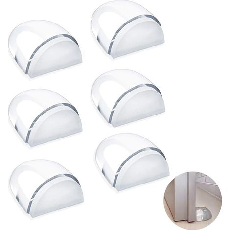 6-teiliges Set Türstopper für den Innenbereich, Bodentürstopper, transparenter Türstopper für alle Hartböden, selbstklebender Türstopper zum Schutz von Wänden und Möbeln (1/5)