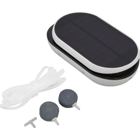 Solarbetriebene Sauerstoffpumpe aus ABS-Kunststoff, geräuscharm, 3 Geschwindigkeitsstufen, für Aquarien, Angelausflüge und Pools, 5 V, 1 W (1/5)