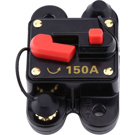 Disjoncteur thermique 150A 12V DC réarmable pour système audio voiture, bateau, moto (1/5)