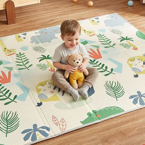 CASABEL Tapis d’Éveil Bébé, Épais & Doux, 180x150cm Motif Jungle