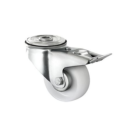 CASCOO Rückenlochlenkrolle mit Totalfeststeller ø 80 mm Serie N0N0 Rollenlager