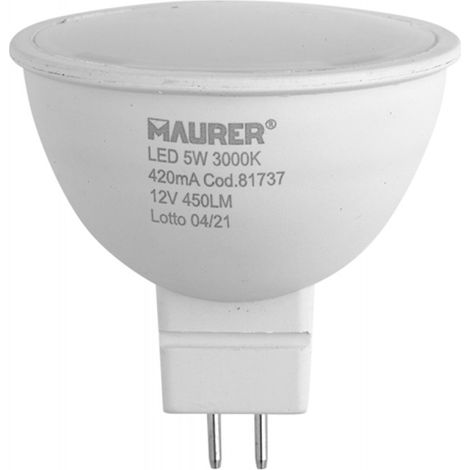 MAURER 19073195 Lampadina Led Filo dicroico GU 5.3 / MR16. 5 Equivalente a 40 Watt. 405 Lumen. Luce calda (3000º K.), Multicolore. (1/2)