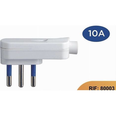 TrAdE Shop Traesio - Spina Elettrica Piatta Salvaspazio Laterale 2p+t 10a 25v Max 1500w Bianco 80003 - (1/3)