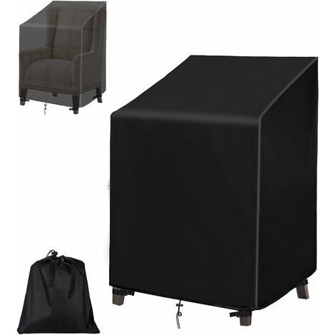 Housse de Chaise de Jardin Empilable 210D Oxford Imperméable (68x68x80/120 cm), Protection Anti-Pluie et Poussière pour Fauteuils d'Extérieur et Mobilier de Terrasse (1/5)