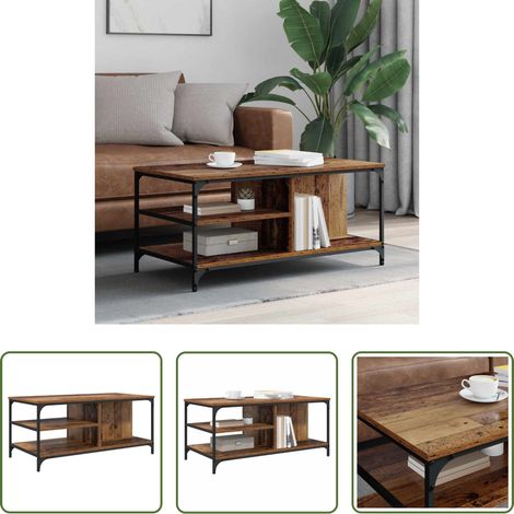Table basse industriel - Table basse Bois Ancien 100 x 50 x 45 cm Bois d'ingénierie (1/5)